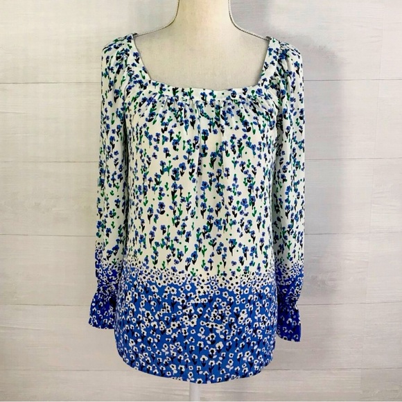 Talbots - Blue & green floral chiffon blouse Size 2X - Picture 1 of 9